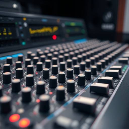 Una console di missaggio professionale con diverse manopole e fader.